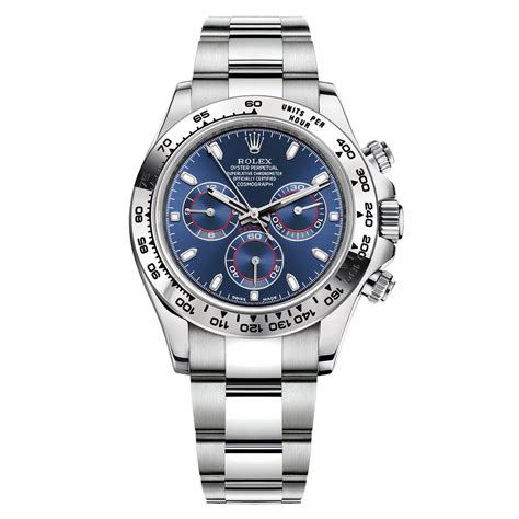 rolex daytona 18k white gold blue dial|white gold daytona blue face.